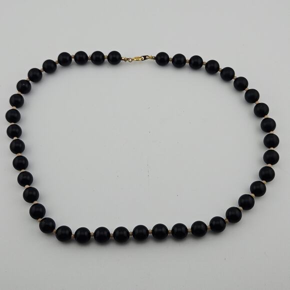 Black Round Bead Necklace Sophisticated Classic Minimalist Versatile Simple - Picture 1 of 4
